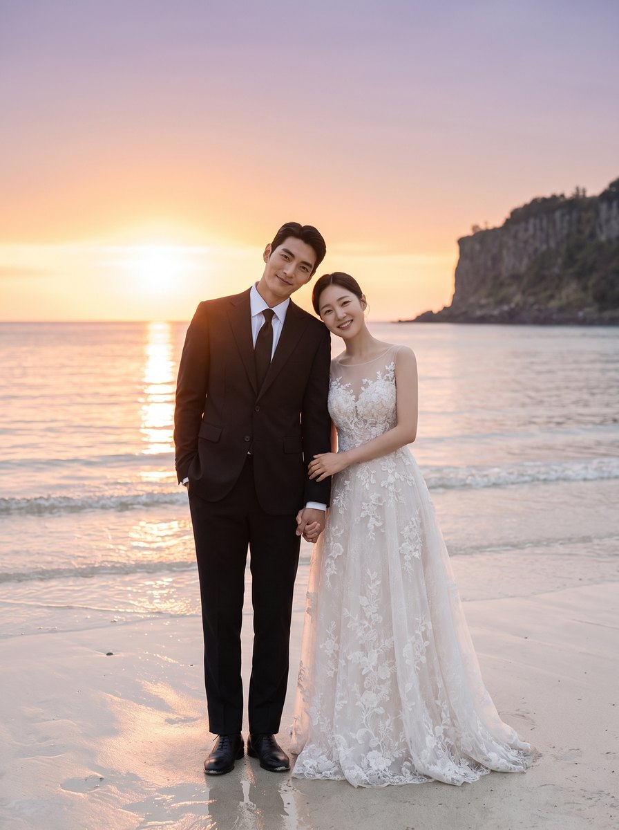 선셋 바다 노을 컨셉 화보